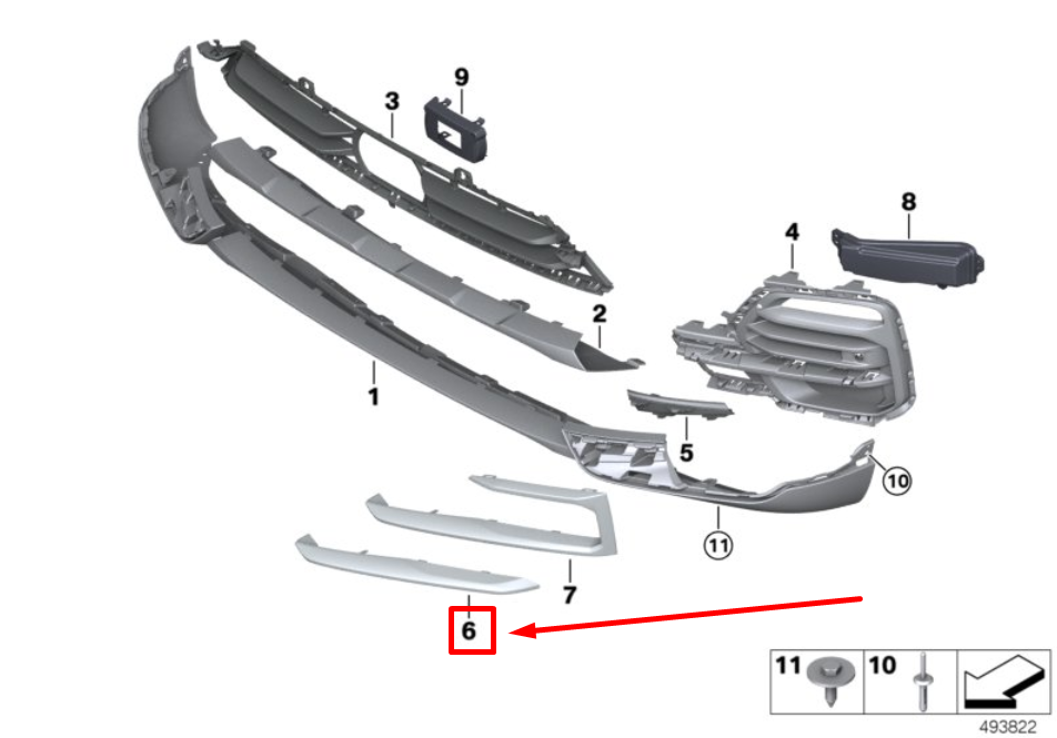 new bmw x5 g05 front left bumper protective strip 51117449681 7449681 original