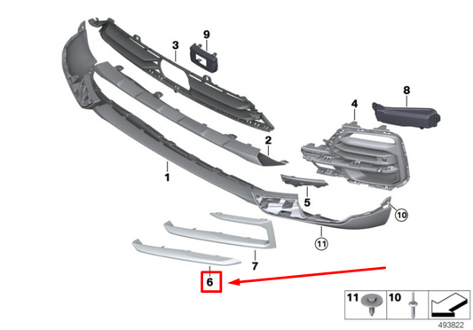 new bmw x5 g05 front left bumper protective strip 51117449681 7449681 original