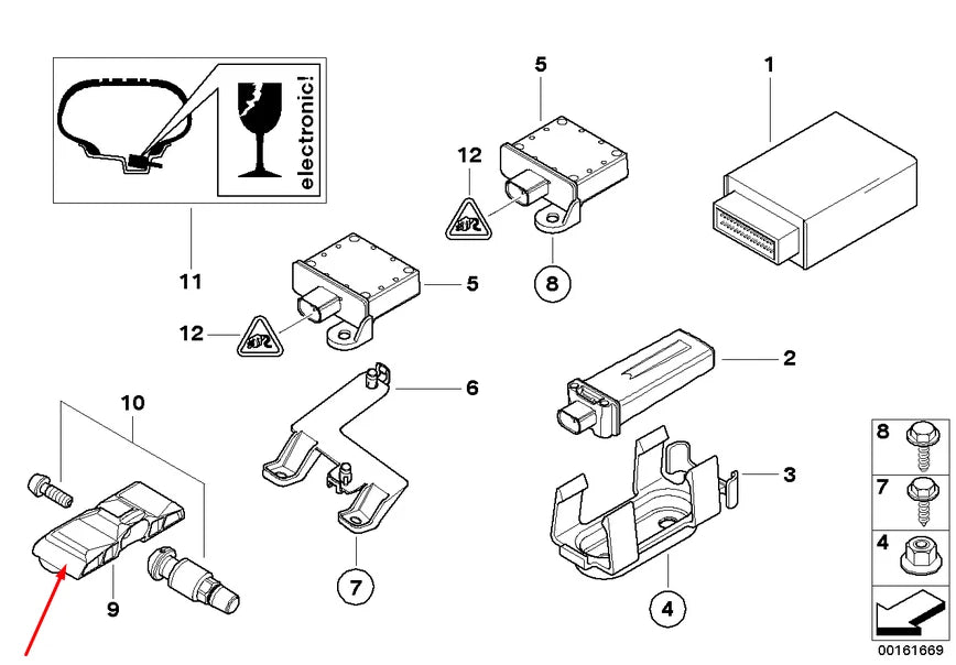 NEW BMW 3 E90 TIRE PRESSURE SENSOR 36236798726 6798726 ORIGINAL