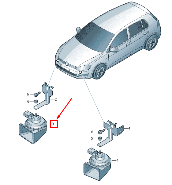 new vw golf vii 5g mk7 low tone horn signal 5q0951221l original
