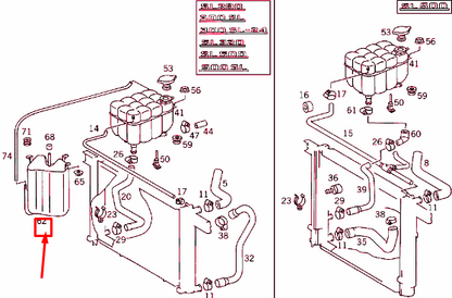 new mercedes-benz sl r129 coolant overflow reservoir a1295000249 original