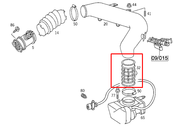 NEW MERCEDES-BENZ SL R129 AIR INTAKE BOOT A1041410990 ORIGINAL