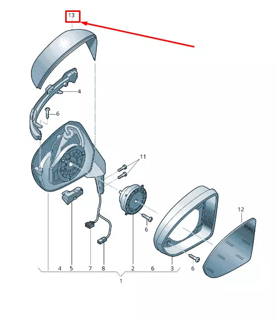 NEW VW GOLF VII 5G MK7 FRONT LEFT DOOR MIRROR COVER 5G0857537G3Q7 ORIGINAL