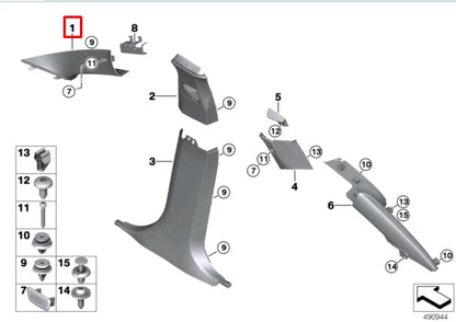 NEW BMW X4 G02 M F98 FRONT RIGHT A PILLAR TRIM 51438072832 ORIGINAL