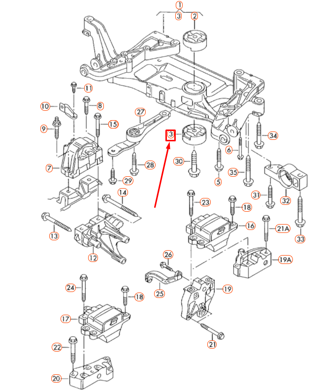 NEW VW PASSAT B6 ENGINE MOUNTING LOWER BONDED RUBBER BUSH 3C0199867C ORIGINAL