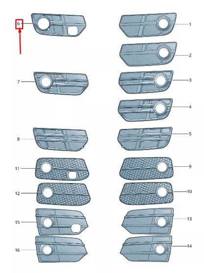 NEW AUDI Q5 8R FRONT RIGHT BUMPER FOG LIGHT GRILLE 8R0807682D01C ORIGINAL