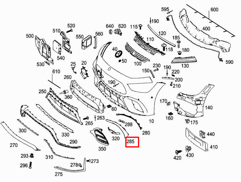 NEW MERCEDES-BENZ AMG GT X290 FRONT LEFT BUMPER MOLDING A2908859200 ORIGINAL