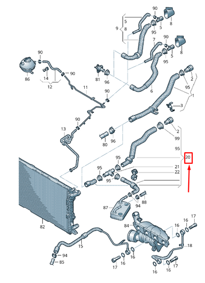 new audi q3 8u coolant hose with quick release coupling 5n0122073p original