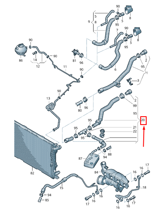 new audi q3 8u coolant hose with quick release coupling 5n0122073p original