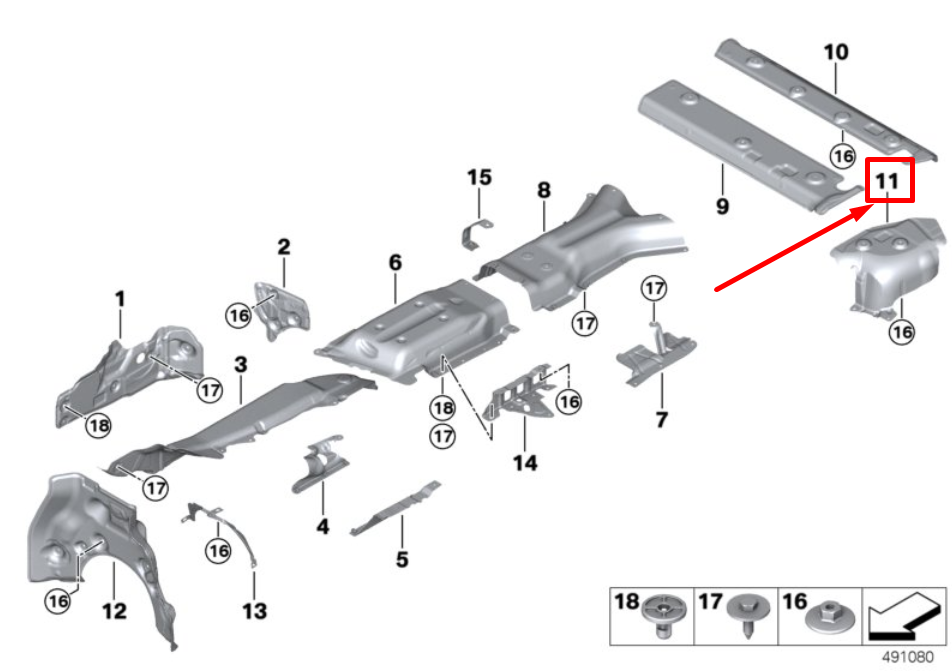 new bmw x7 g07 rear left silencer heat insulation 7427213 51487427213 original