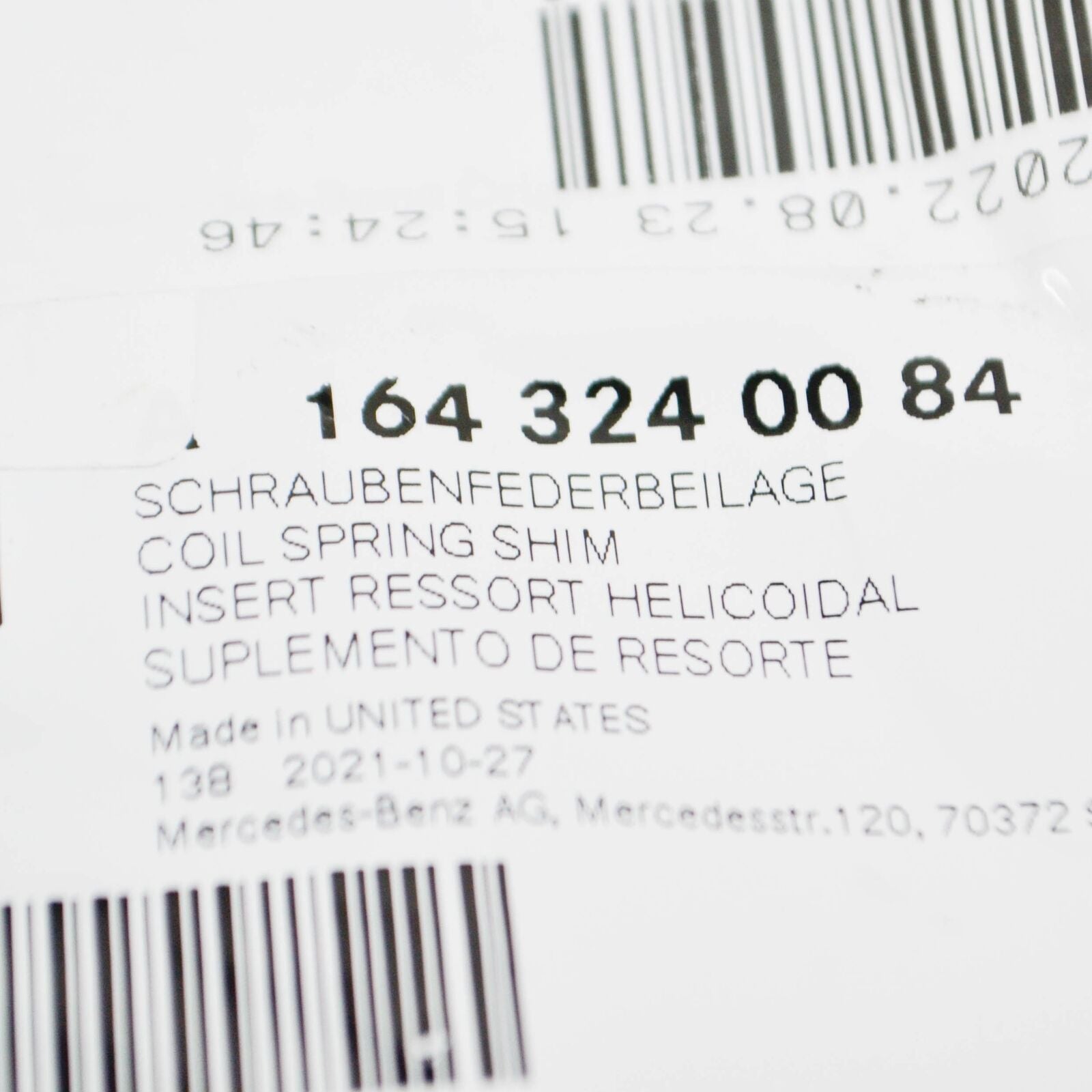 NEW MERCEDES-BENZ ML W164 FRONT SPRING SHIM A1643240084 ORIGINAL