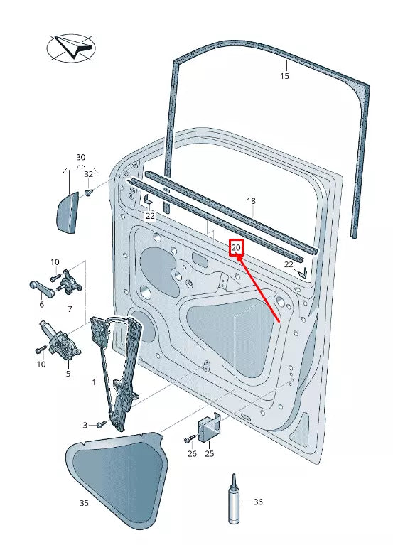 NEW VW AMAROK 2H FRONT LEFT INNER WINDOW APERTURE SEAL 2H0837471E9B9