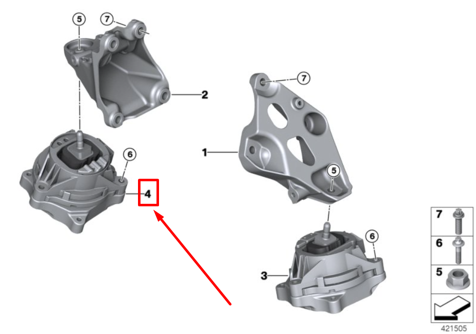 new bmw 2 coupe f22 right engine mount 22116859412 6859412 original