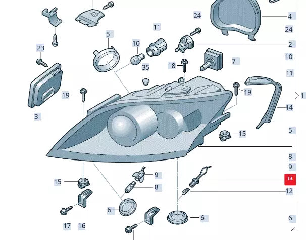 NEW AUDI TT 8J FRONT HEADLIGHT BULB CARRIER W CABLES 8J0941953