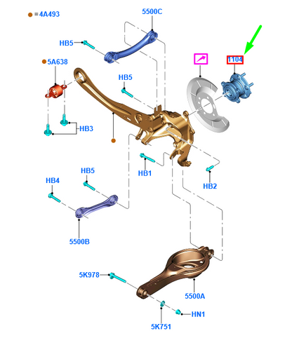 new ford kuga mk2 c520 rear wheel hub assy 2179243 dv61-2c299-bab original