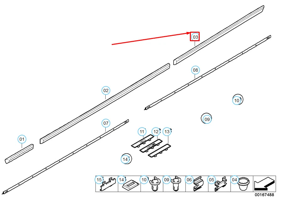 NEW BMW 5 E39 REAR LEFT DOOR MOLDING 51138184479 8184479 ORIGINAL