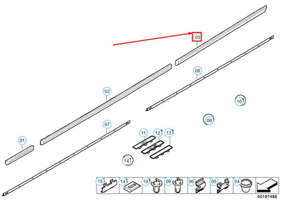 NEW BMW 5 E39 REAR LEFT DOOR MOLDING 51138184479 8184479 ORIGINAL