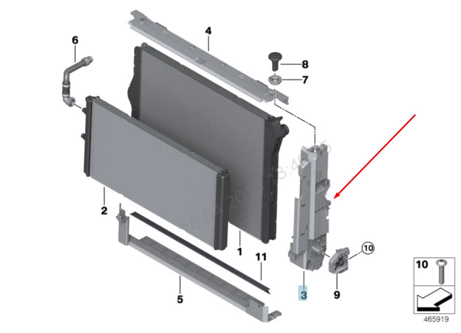 NEW BMW 3 F80 M3 RADIATOR LEFT SIDE BRACKET 17117848786 7848786 2017