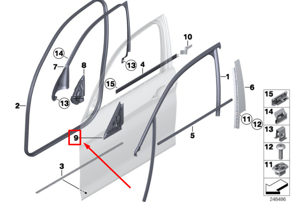 new bmw 1 f20 front right mirror triangle outer seal 51337241208 7241208