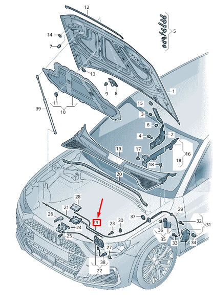 NEW AUDI Q3 F3 FRONT BONNET LOCK CABLE RHD 83C823535A