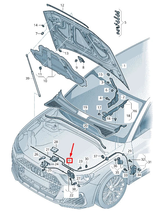 NEW AUDI Q3 F3 FRONT BONNET LOCK CABLE RHD 83C823535A