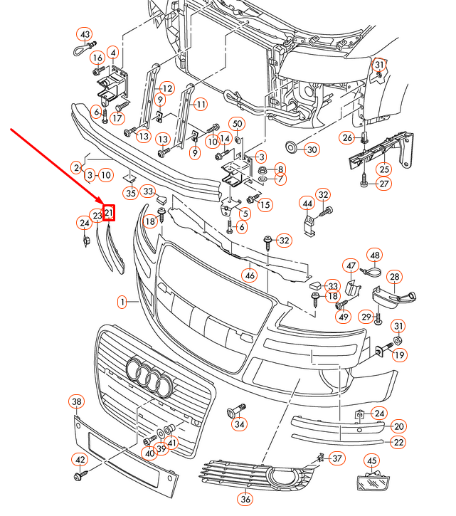 NEW AUDI A8 4E D3 FRONT RIGHT PRIMED BUMPER GUARD 4E0807224ADGRU ORIGINAL