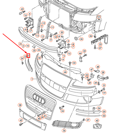 NEW AUDI A8 4E D3 FRONT RIGHT PRIMED BUMPER GUARD 4E0807224ADGRU ORIGINAL