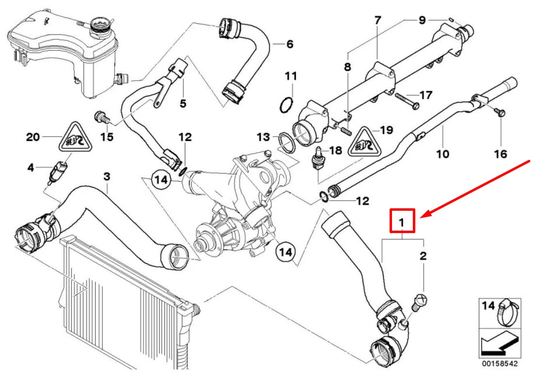 NEW BMW 3 E46 UPPER RADIATOR COOLANT HOSE #11537830716 7830716 ORIGINAL