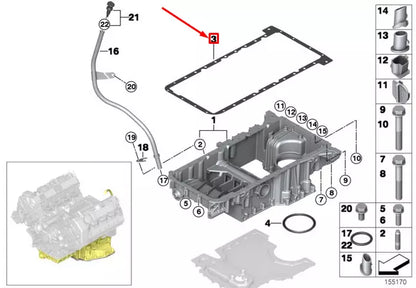 NEW BMW X5 E53 OIL PAN GASKET 11137545293 7545293 ORIGINAL