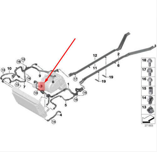 new bmw i8 i12 radiator coolant pump line hose 17127640849 7640849 original