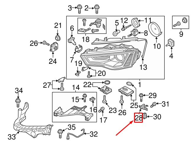 NEW AUDI A4 AVANT B8 FRONT RIGHT HEADLIGHT BRACKET MOUNT 8T0941356A