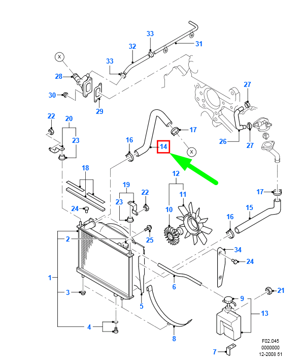 new ford ranger mk3 radiator hose 5031512 6m34-8260-ab original