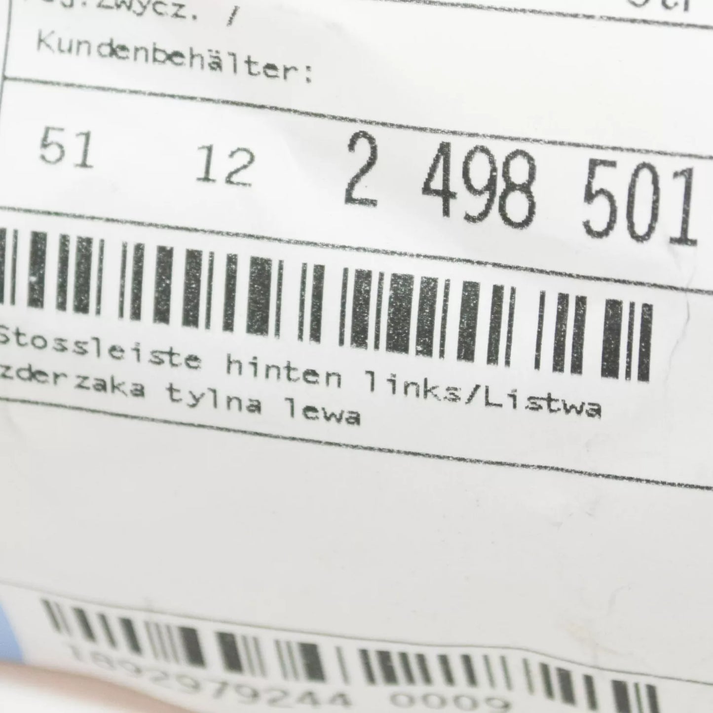 NEW BMW 5 E39 REAR M BUMPER PDC LEFT SIDE MOLDING 51122498501 ORIGINAL