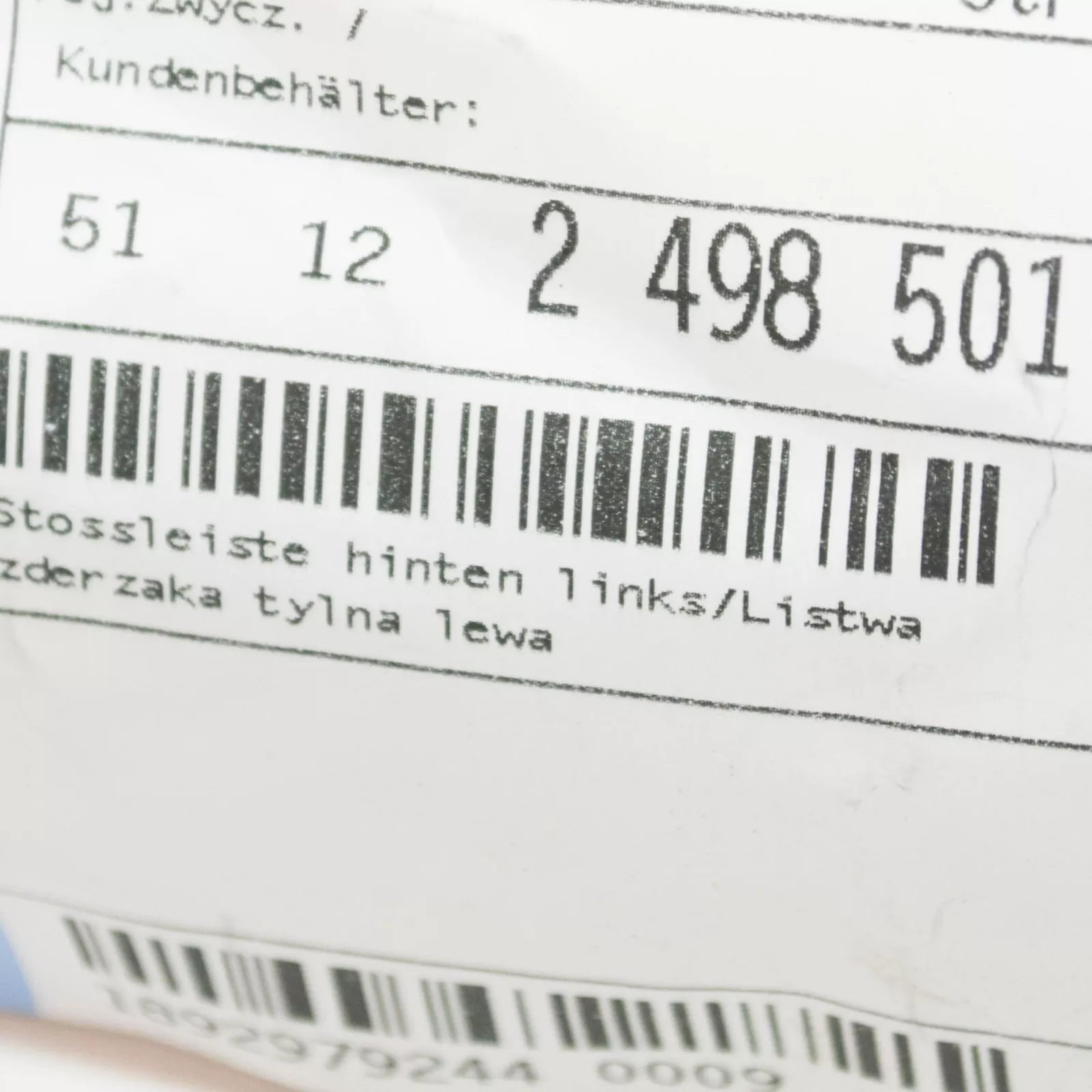 NEW BMW 5 E39 REAR M BUMPER PDC LEFT SIDE MOLDING 51122498501 ORIGINAL