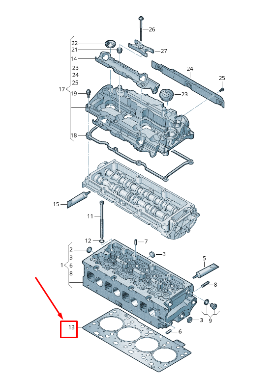 new vw arteon 3h engine cylinder head gasket 05l103383k original