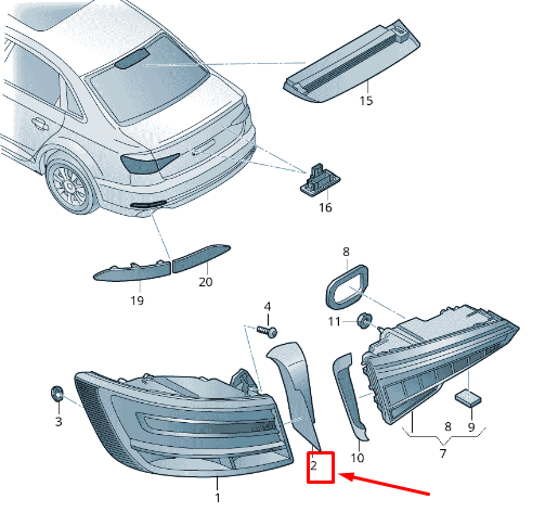 new audi a4 avant b9 rear right tail light trim 8w5945254b original