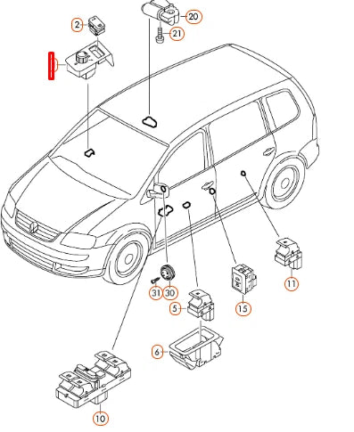 NEW VW TOURAN 1T FRONT LEFT DOOR MIRROR SWITCH LHD 1T1959565KREH