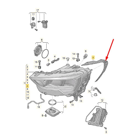 NEW AUDI Q3 F3 SPORTBACK FRONT RIGHT HEADLIGHT SEAL 83A941192 ORIGINAL