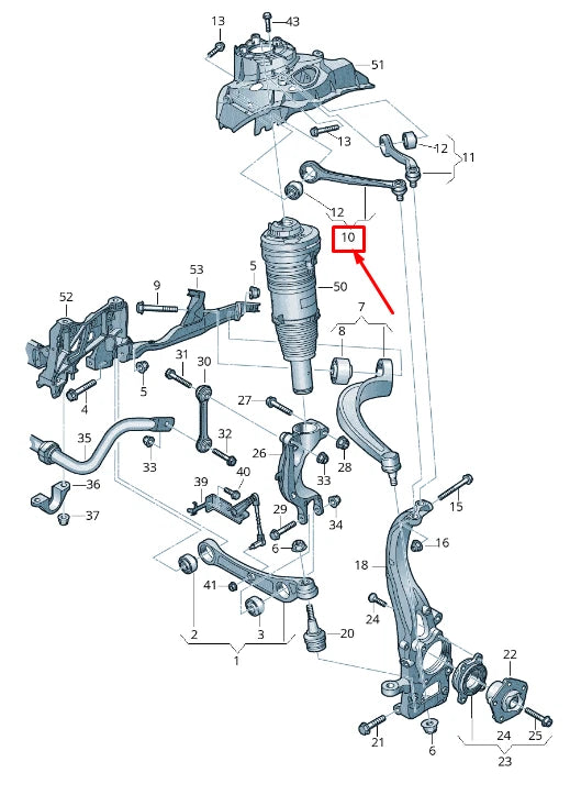 NEW AUDI A8 4N FRONT RIGHT UPPER CONTROL ARM 4N0407506 ORIGINAL