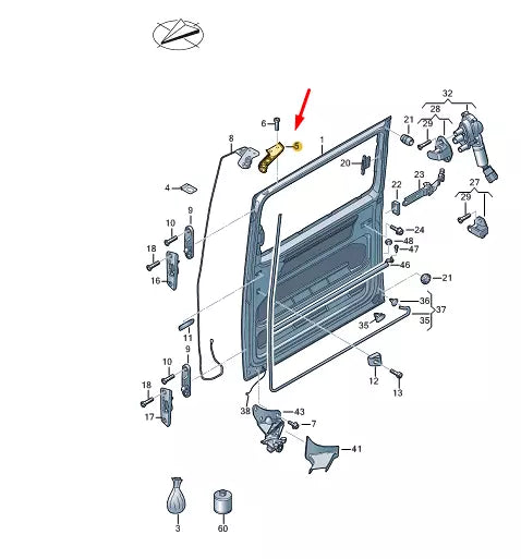 NEW VW TRANSPORTER T6 SLIDING DOOR LEFT UPPER ROLLER GUIDE 7E0843435B