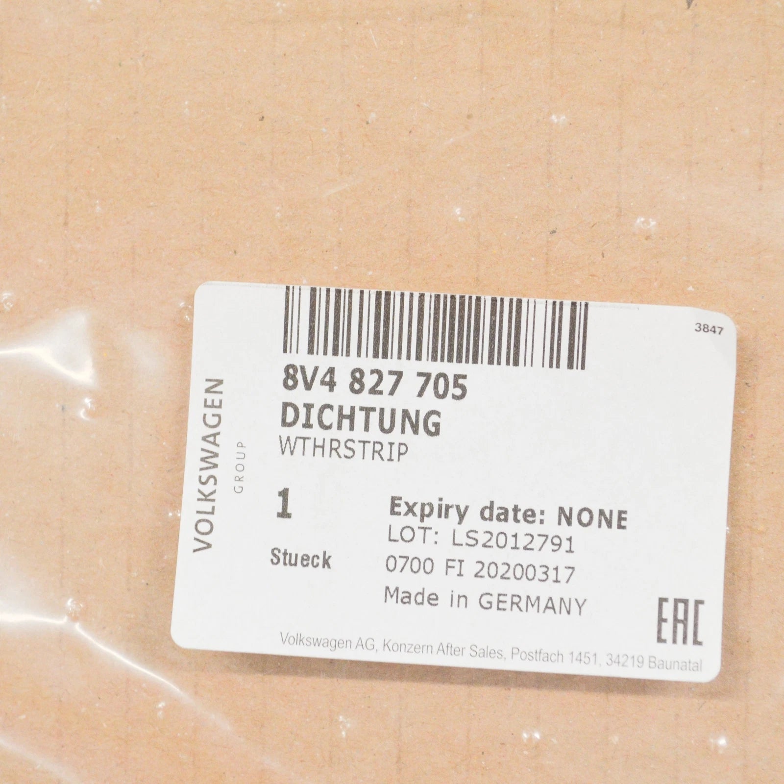 NEW AUDI A3 SPORTBACK 8V REAR TAILGATE WEATHERSTRIP 8V4827705