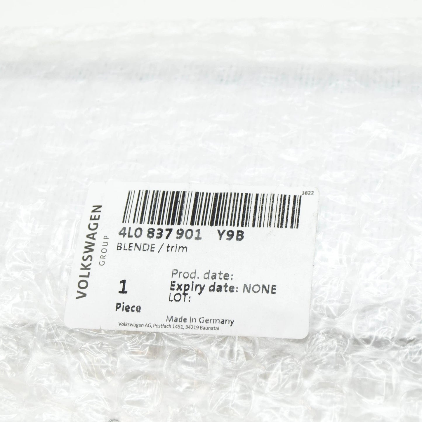 NEW AUDI Q7 4L FRONT LEFT DOOR EXTERIOR B PILLAR TRIM 4L0837901Y9B  ORIGINAL