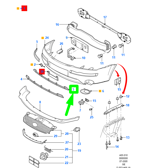 new ford mondeo mk3 front bumper middle grille 1s71-17b968-af 1344314 original