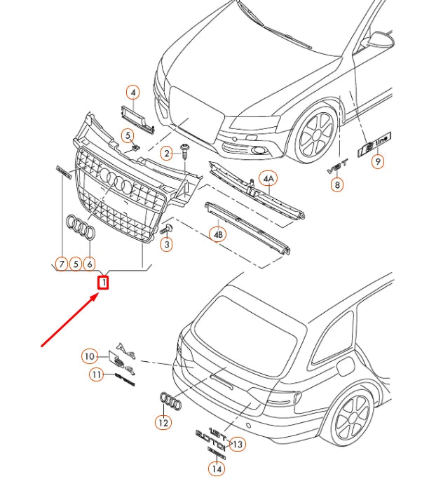 NEW AUDI A5 8T3 RADIATOR GRILLE 8T0853651S1RR ORIGINAL