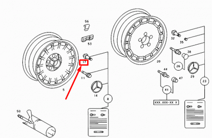 NEW MERCEDES-BENZ SALOON W123 VINTAGE METAL TIRE VALVE STEM A1074000013 ORIGINAL