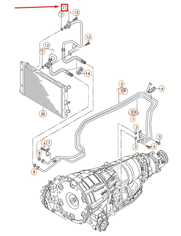 NEW AUDI A4 B8 TRANSMISSION OIL COOLER PRESSURE LINE 8K0317826AQ