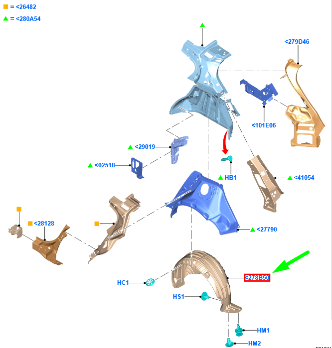 new ford focus mk4 rear right wheel arch liner 2207655 jx7b-a278b50-ab original