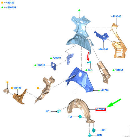 new ford focus mk4 rear right wheel arch liner 2207655 jx7b-a278b50-ab original