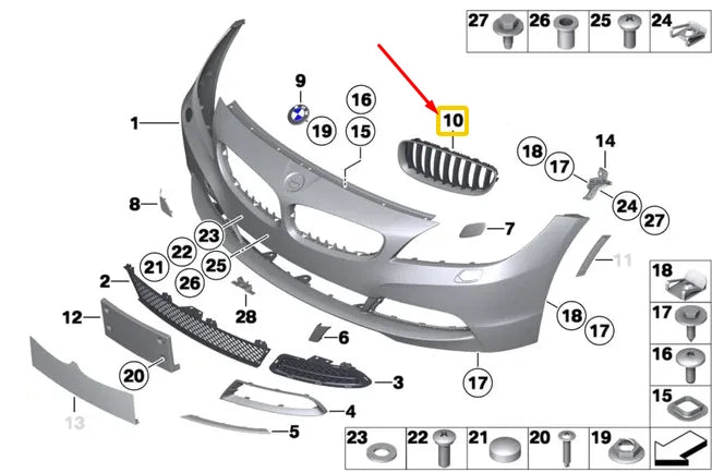 NEW BMW Z4 ROADSTER E89 FRONT RIGHT KIDNEY GRILLE ALU MATT 51137181547 ORIGINAL