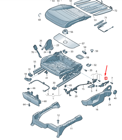 NEW VW TOUAREG 7P FRONT RIGHT SEAT HEIGHT ADJUSTMENT LEVER 7P6881094B ORIGINAL